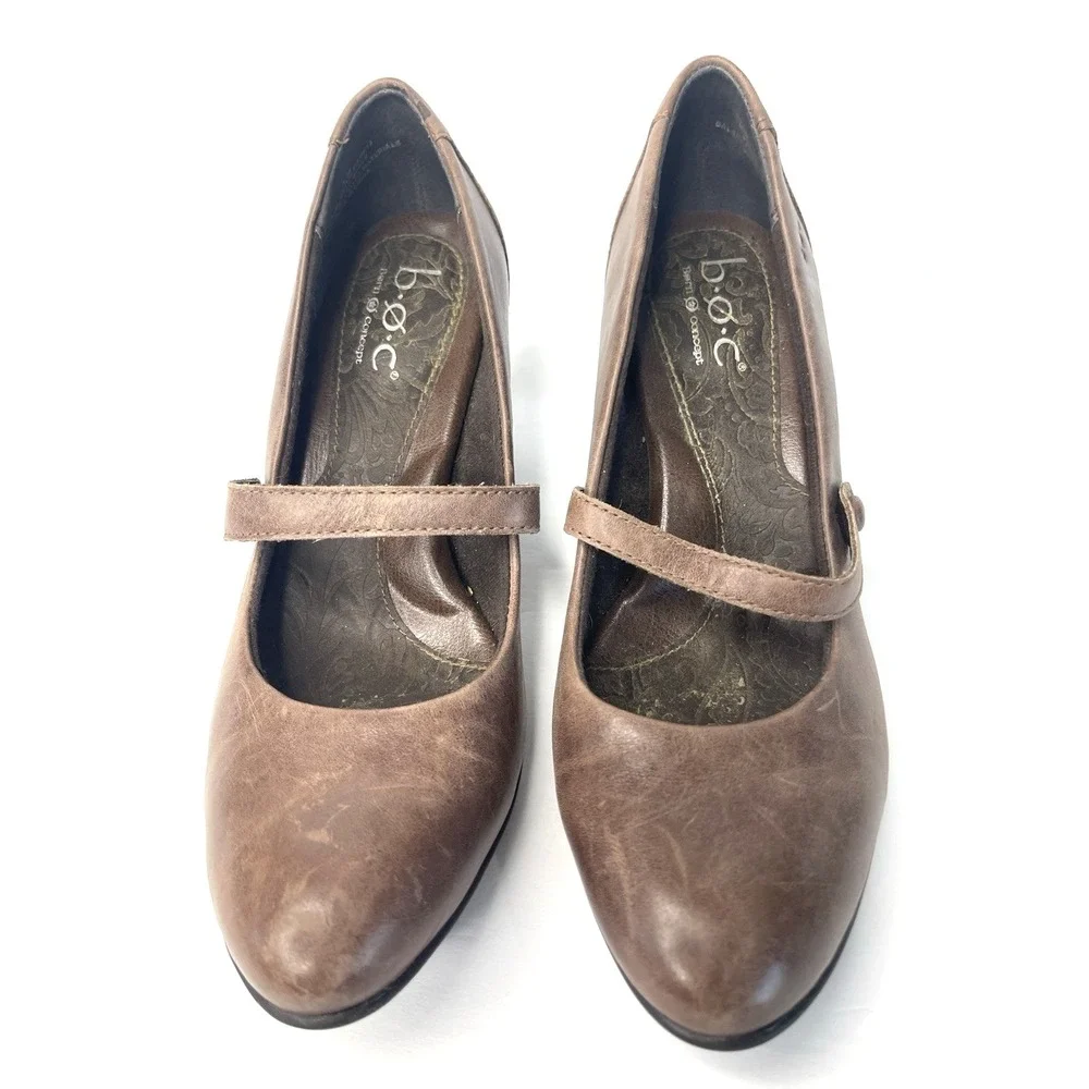 Y2K‎ Vintage BOC Born Concept Mary Jane Brown Leather Heels Size 7